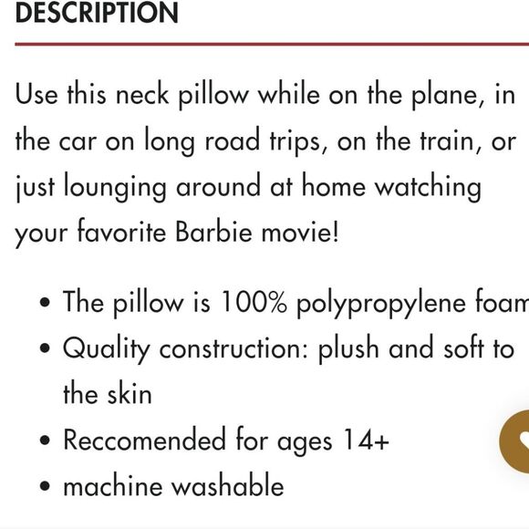 Barbie Profile Memory Foam Neck Pillow - Picture 6 of 8